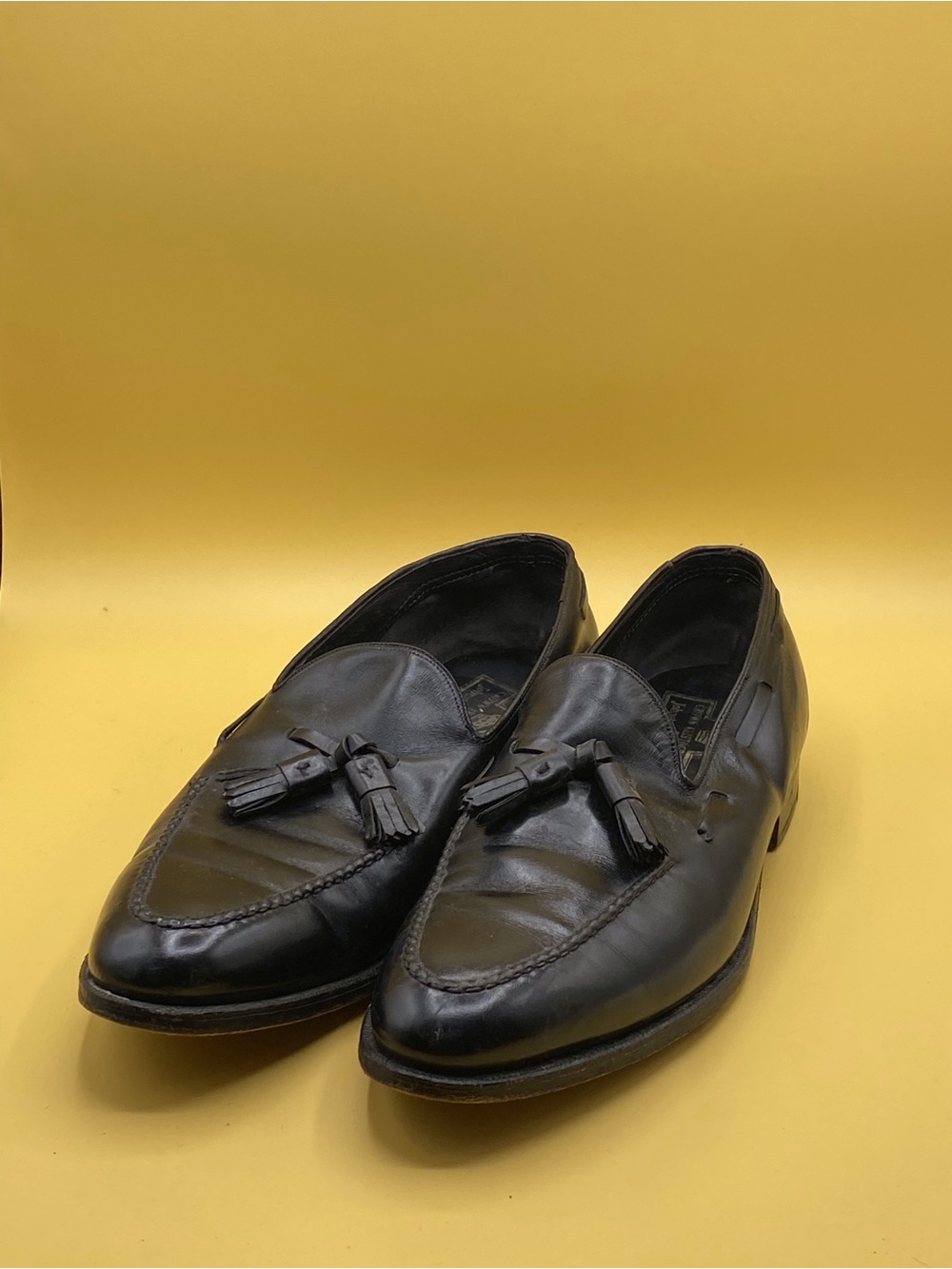 Johnston & Murphy Black Leather Tassel Slip-On Loafers - Picture 2 of 4